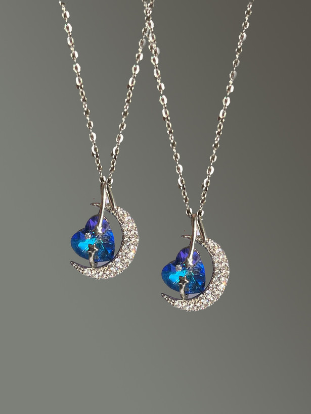 گردنبند استیل قلب آبی